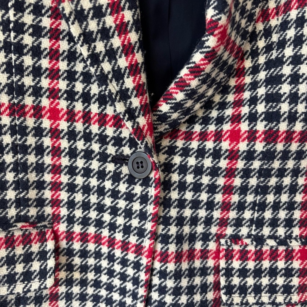 Pendleton 100% Virgin Wool Houndstooth Blazer Blu… - image 4